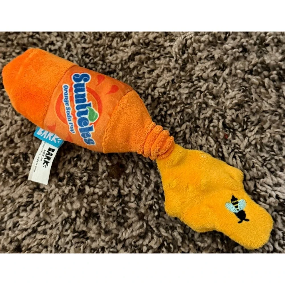 Barkbox Plush Toys-Orange Soda Bottle-Box of Macarons-Gingerbread Man (3)